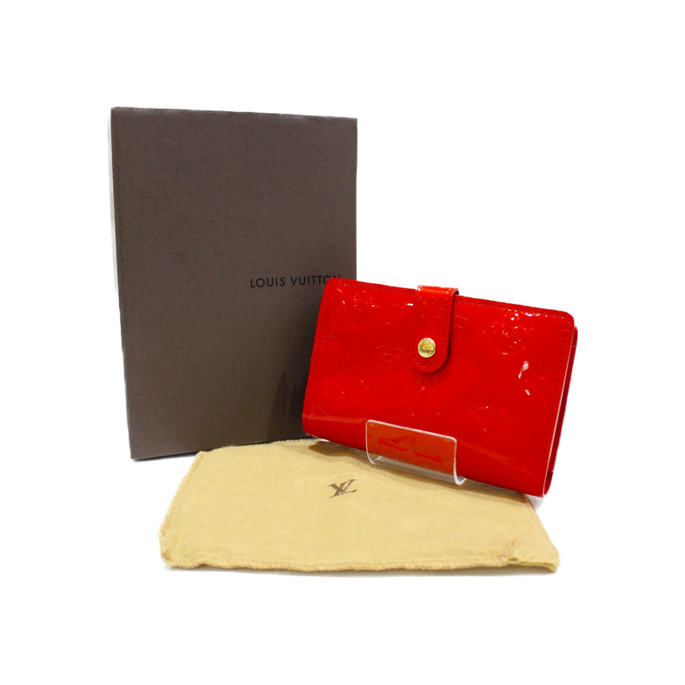 LOUIS VUITTON Porte Monnaie Viennois Vernis Red Bi fold Wallet Coin Purse - Picture 10 of 10